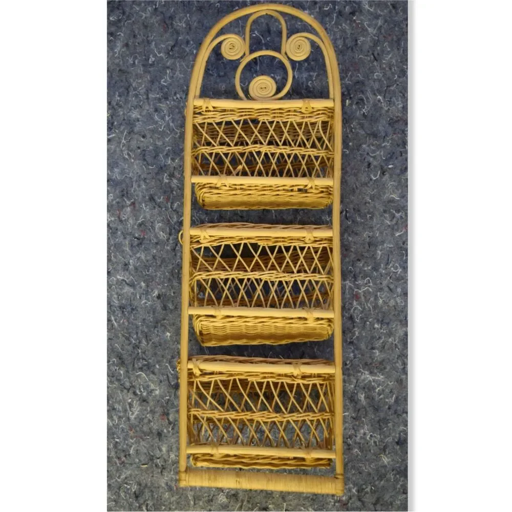 Wicker Wall Hanging Baskets Mail Organizer Boho Natural Cottage Farmhouse Fairy